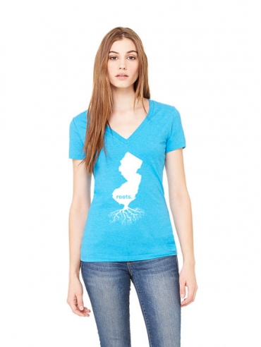 Jersey Roots Ladies T-shirt design - Aqua V-neck