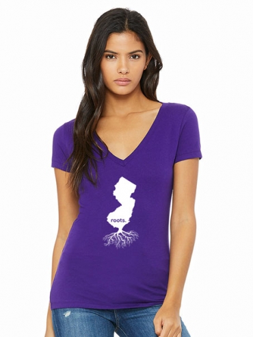 Jersey Roots Ladies T-shirt design - Purple V-neck
