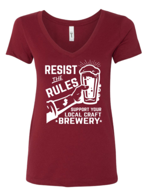 Resist-The-Rules-Ladies-V-Neck-Red